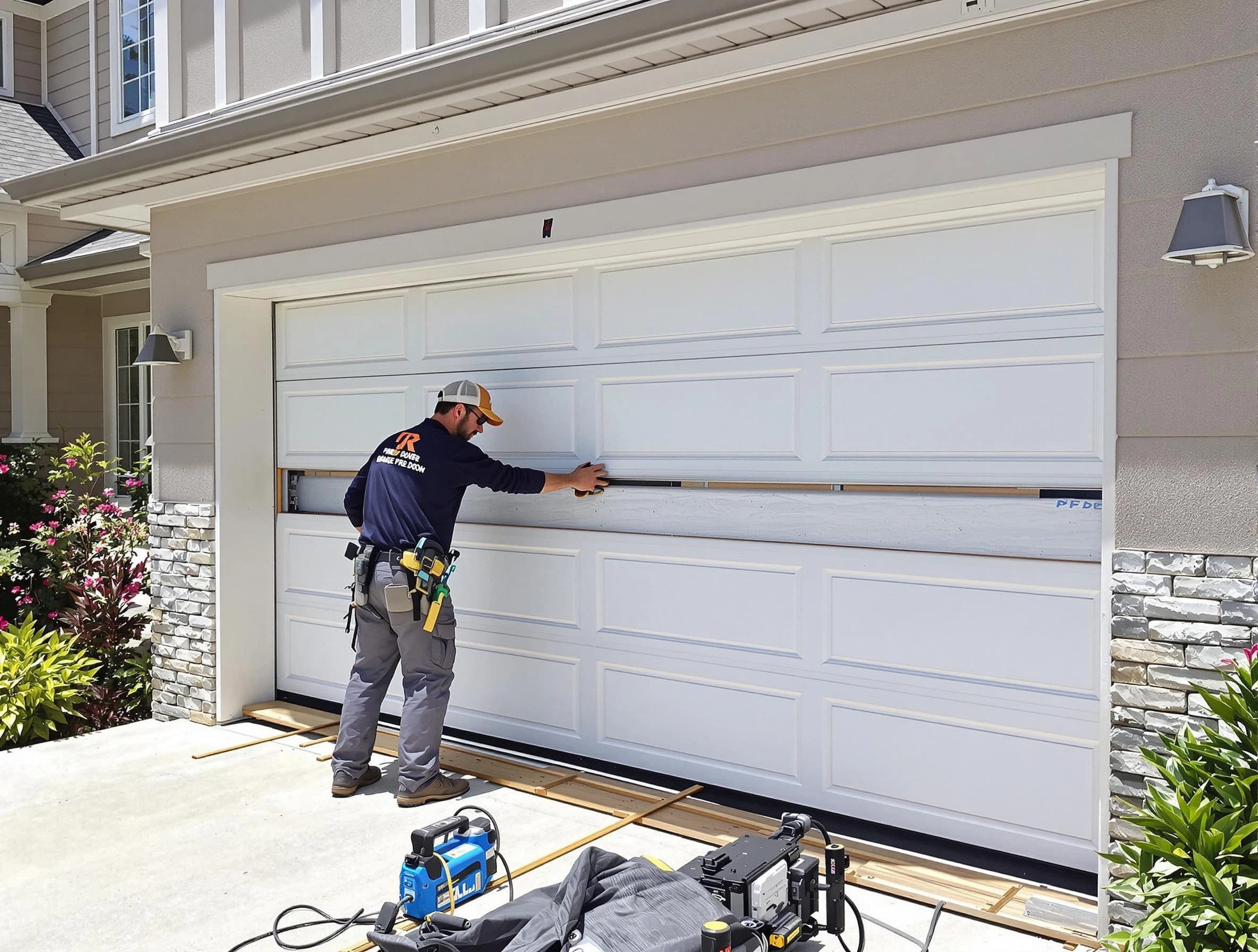 Columbiana Garage Door Repair team performing complete garage door replacement at Columbiana residence